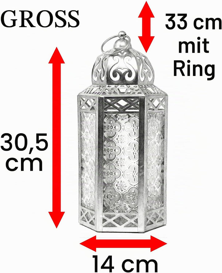 Dekorative marokkanische Laterne aus schwarzem Metall mit Kerzenhalter – Innen-/Aussenbereich, Heimd