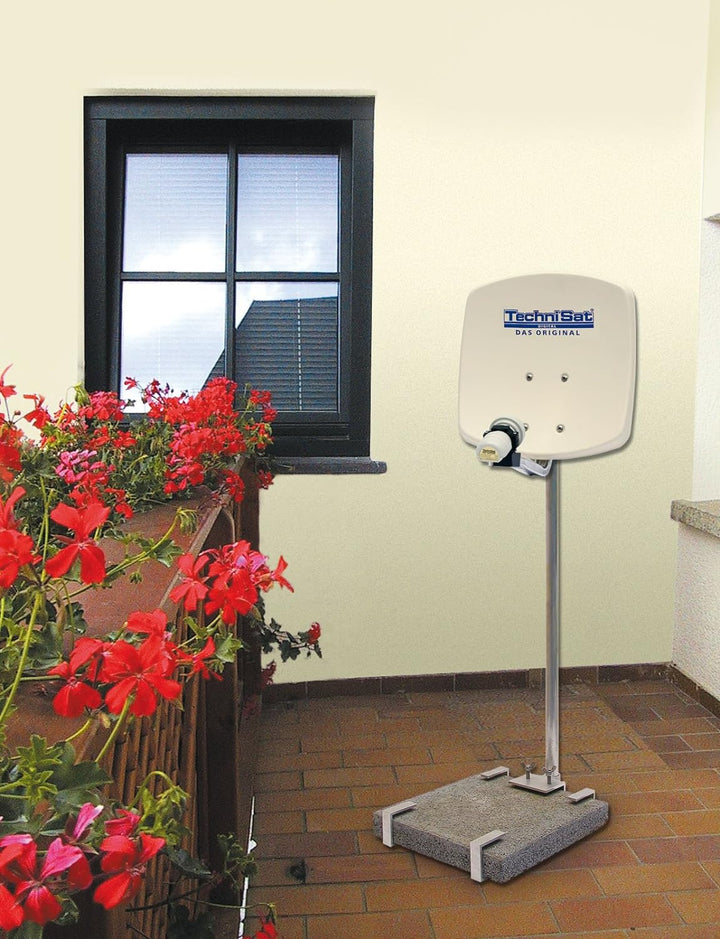 TechniSat Balkonständer (für Digidish 33/45 mit Gehwegplatten Aufnahme für die stabile Befestigung e