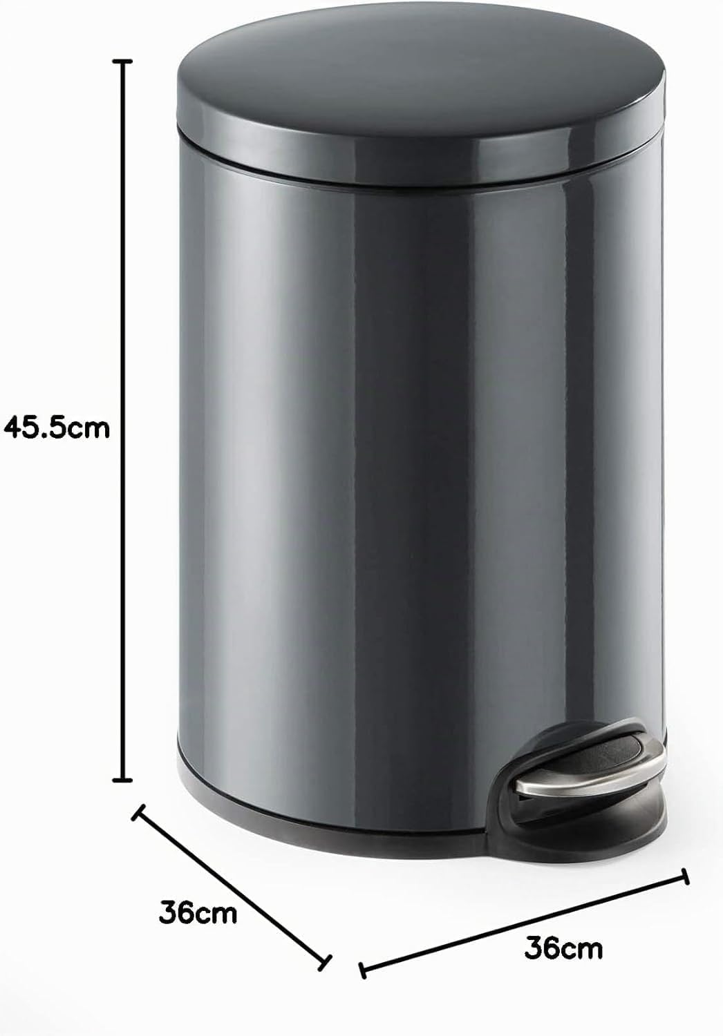 Durable Treteimer Metall rund 20, mit Absenkautomatik und herausnehmbaren Inneneimer 20 L, 1 Stück,