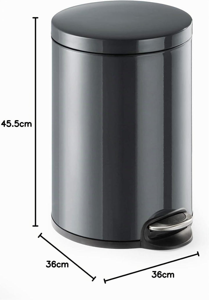 Durable Treteimer Metall rund 20, mit Absenkautomatik und herausnehmbaren Inneneimer 20 L, 1 Stück,
