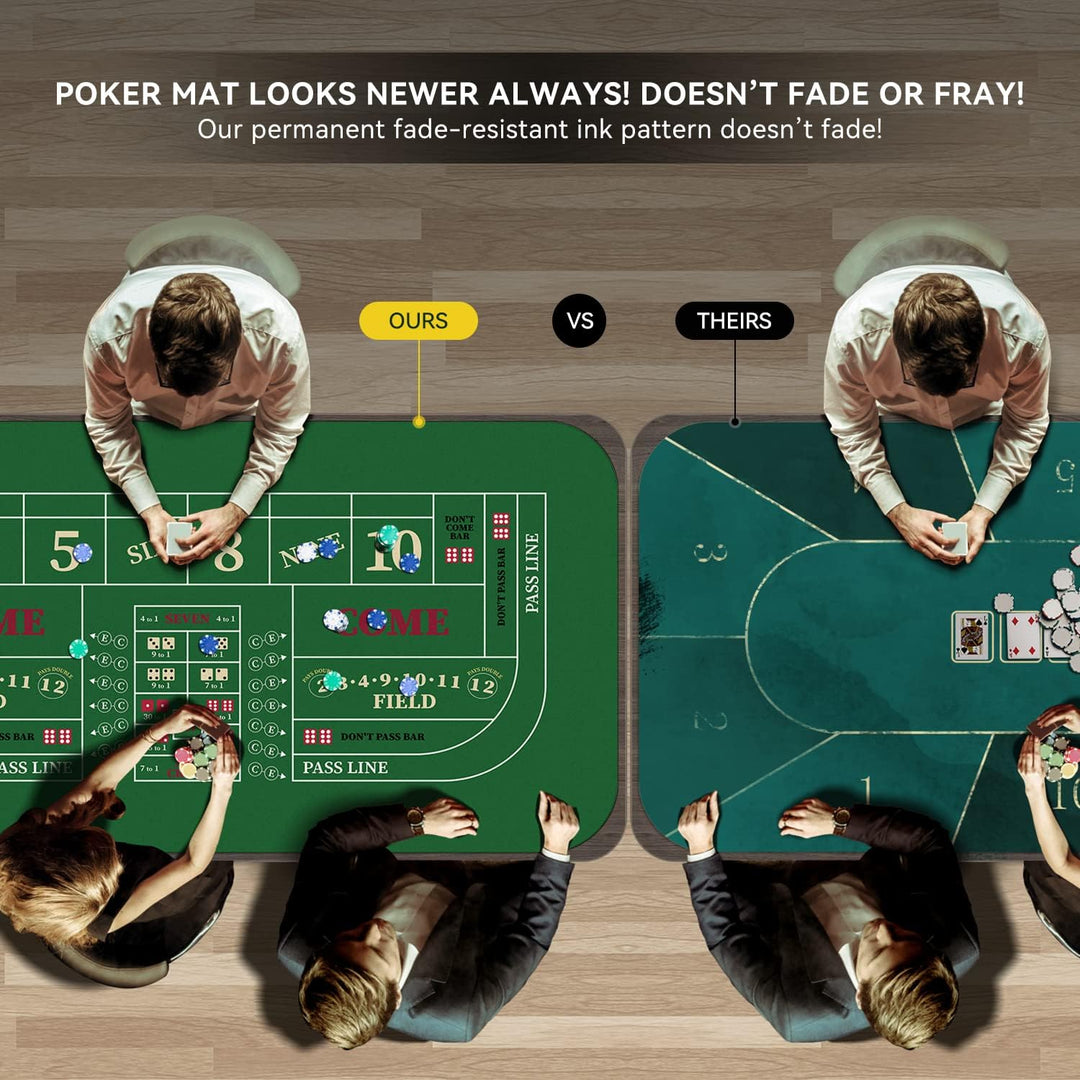 YUZPKRSI 177,8 x 88,9 cm tragbare, professionelle Casino-Craps-Tisch-Layout-Matte mit Tragetasche, r