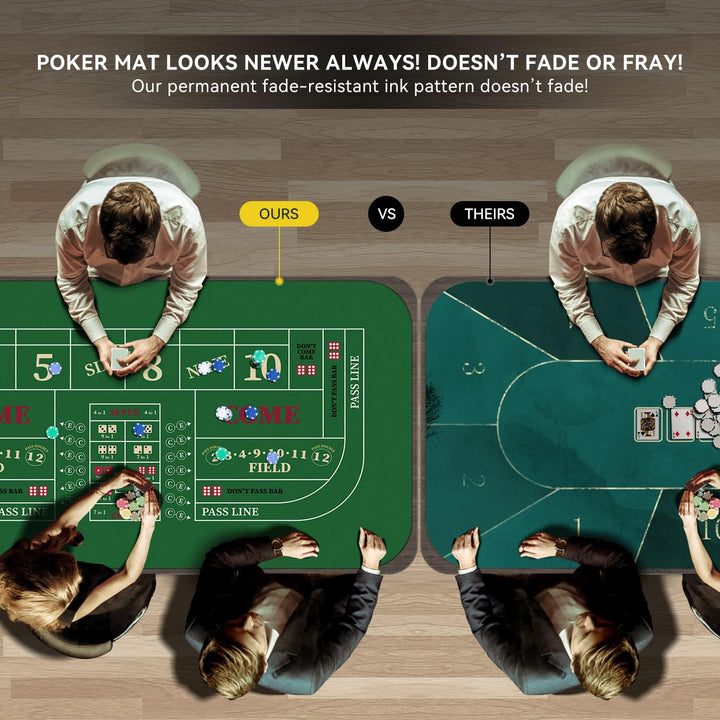 YUZPKRSI 177,8 x 88,9 cm tragbare, professionelle Casino-Craps-Tisch-Layout-Matte mit Tragetasche, r