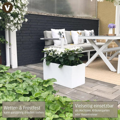 VIVANNO Blumenkübel Pflanzkübel Pflanzgefässe Übertöpfe Blumentöpfe a. Fiberglas Maxi Weiss 60cm 30x