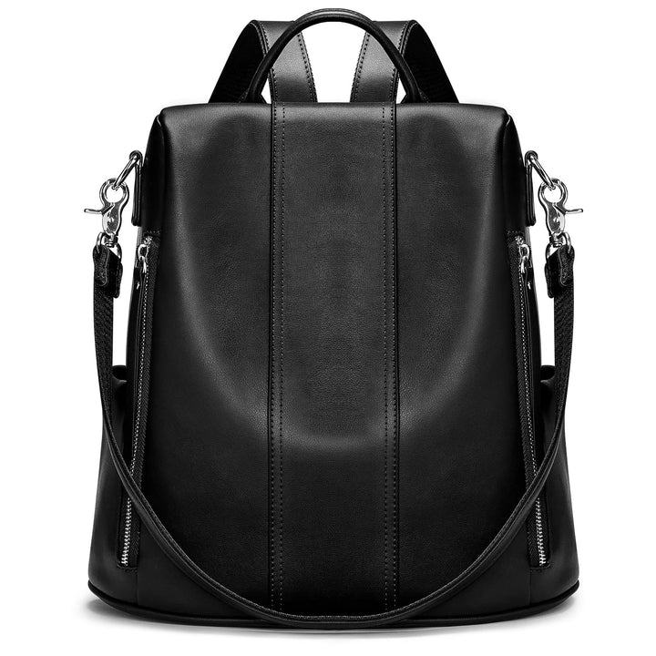S-ZONE Damen Rucksack Wasserdicht Weiches Echtleder Anti Diebstahl Mode Schultasche Handtasche Casua