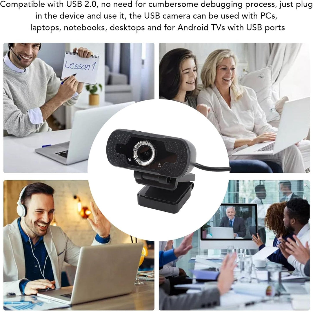 Compute-Webcam, 1080P 30Fps Video-HD-Kamera, Geräuschunterdrückendes Mikrofon, Weitwinkel, USB 2.0 P