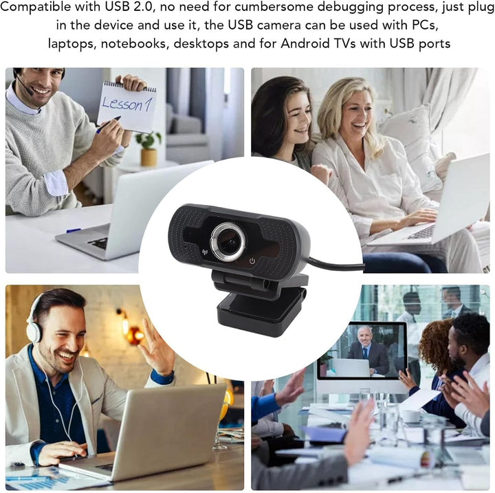 Compute-Webcam, 1080P 30Fps Video-HD-Kamera, Geräuschunterdrückendes Mikrofon, Weitwinkel, USB 2.0 P