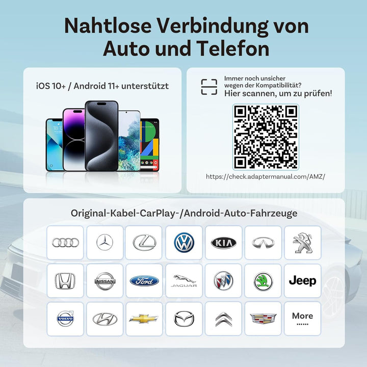 OTTOCAST 2026 Upgrade Mini Slim, 2-in-1 Wireless CarPlay & Android Auto Adapter mit Type-A/C für iOS