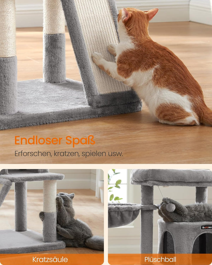 Feandrea Kratzbaum, Katzenbaum mit grosser Plattform, hellgrau PCT51W, hellgrau