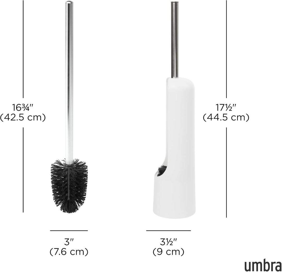 Umbra Touch Toilettenbürstenhalter mit Behälter, Weiss | Gewichtete Basis, platzsparend fürs Bad, le
