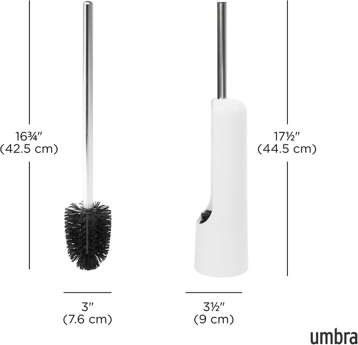 Umbra Touch Toilettenbürstenhalter mit Behälter, Weiss | Gewichtete Basis, platzsparend fürs Bad, le