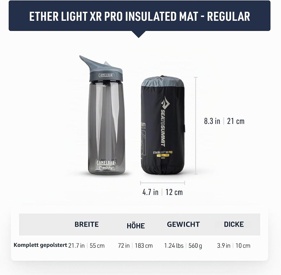Sea to Summit – Ether Light XR Pro Thermo-Luftmatratze Regular – ThermalCore Isolierung – Xpress Ven