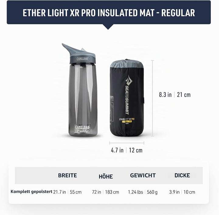 Sea to Summit – Ether Light XR Pro Thermo-Luftmatratze Regular – ThermalCore Isolierung – Xpress Ven