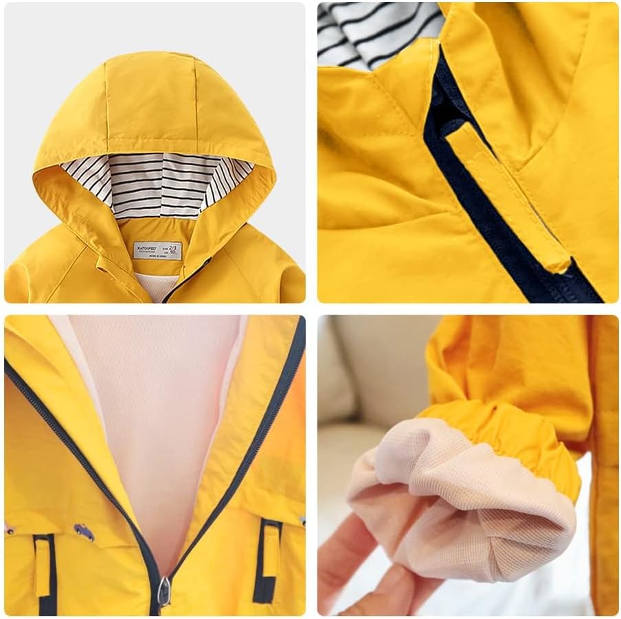 Volunboy Baby Kapuzen Jackets, Jungen Langarm Winddicht Mantel Cartoon Aufdruck Jacken, Gelb