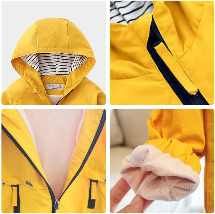 Volunboy Baby Kapuzen Jackets, Jungen Langarm Winddicht Mantel Cartoon Aufdruck Jacken, Gelb