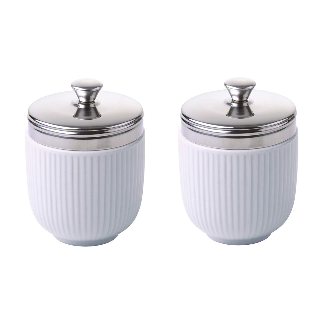 BIA Eierkocher, geriffelt, Weiss, 6,5 x 6,5 x 10,5 cm, 2 Stück Set of 2 Weiss Geriffelt, Set of 2 We