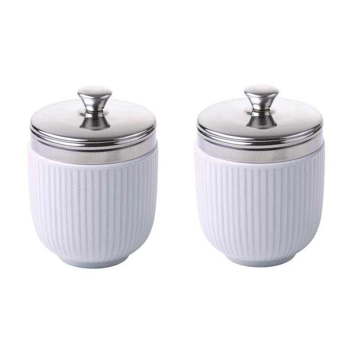 BIA Eierkocher, geriffelt, Weiss, 6,5 x 6,5 x 10,5 cm, 2 Stück Set of 2 Weiss Geriffelt, Set of 2 We