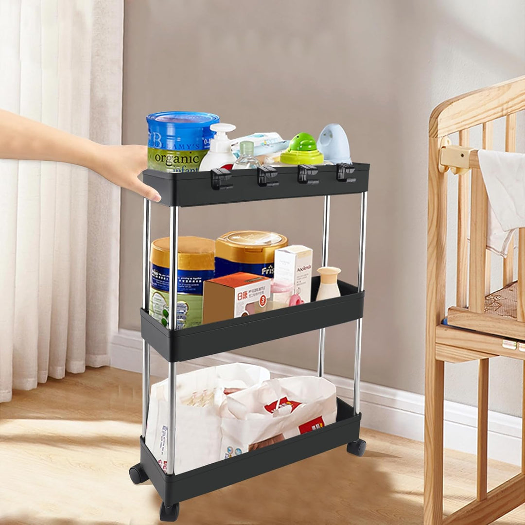 Vexillic Rollwagen, Küchenwagen mit 3 Ebenen, Aufbewahrungswagen, Küchenregal, Nischenregal, für Dre