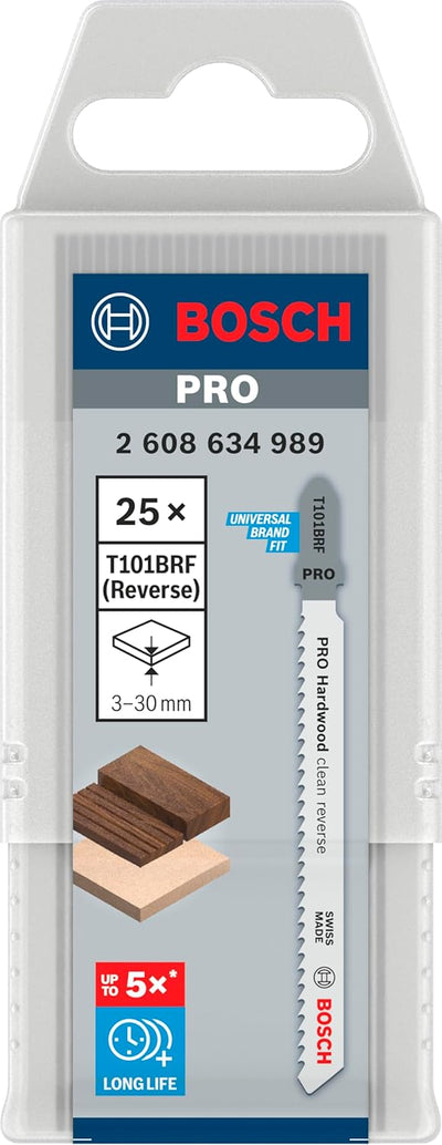 Bosch Professional 25 x Stichsägeblatt T 101 BRF Clean for Hard Wood (für hartes Holz, gerader Schni