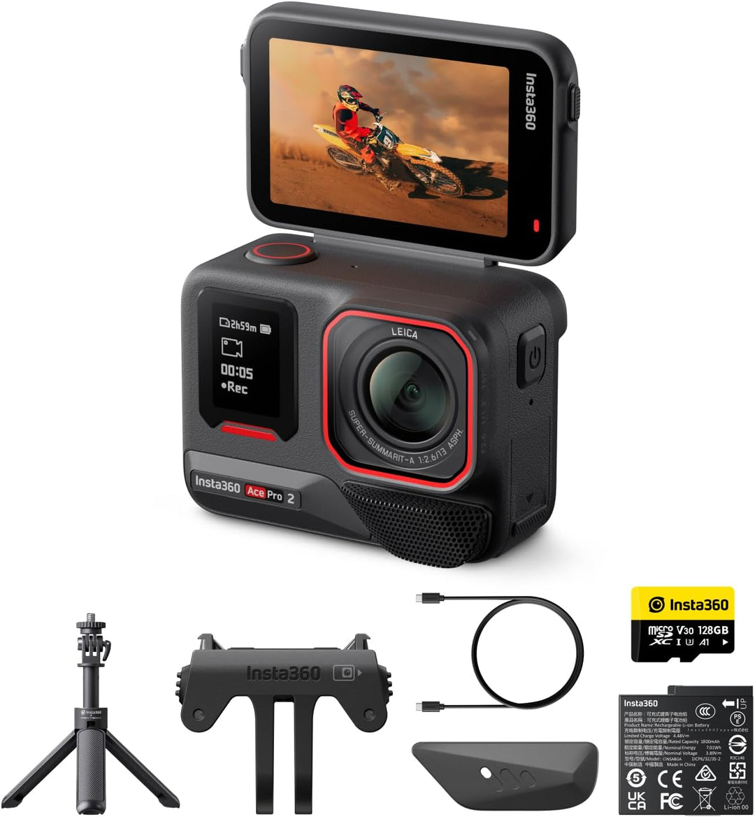 Insta360 Ace Pro 2 Auf Geht's-Bundle - 8K wasserdichte Actionkamera mit Leica entwickelt, 1/1,3" Sen