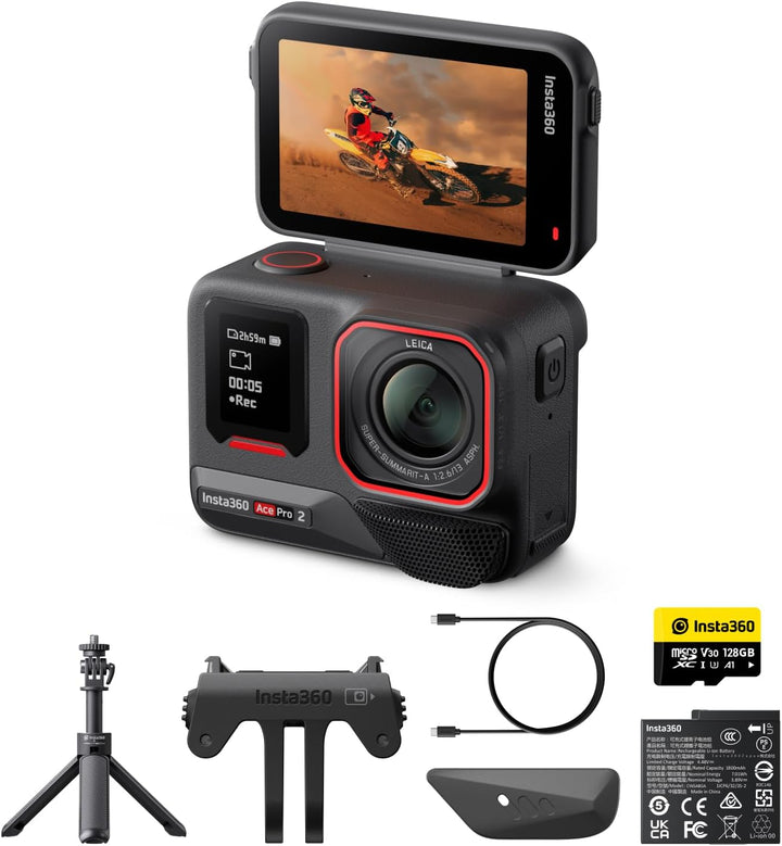 Insta360 Ace Pro 2 Auf Geht's-Bundle - 8K wasserdichte Actionkamera mit Leica entwickelt, 1/1,3" Sen