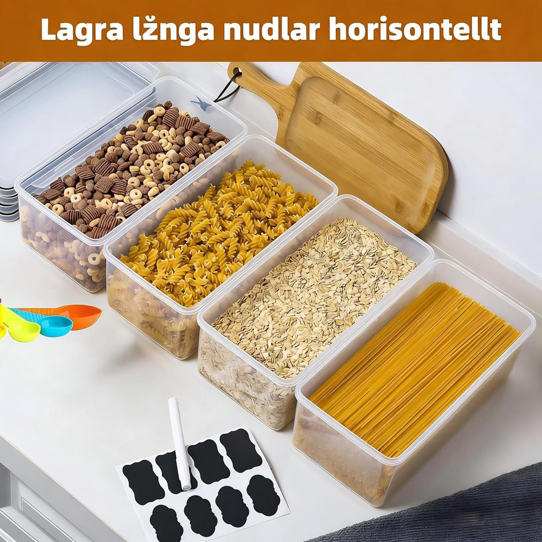 stusgo 4PCS 3.2L luftdicht Lebensmittel Lagerung Container mit Deckel, Kunststoff Pasta Jar für Past