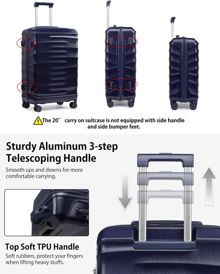 Sea choice Reisekoffer Set 5 Teilig ABS Hartschale Trolley Kofferset Gepäckset Grosse Kapazität Hand