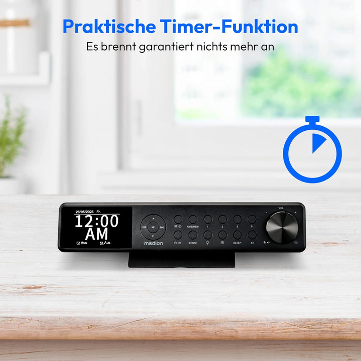 MEDION P66750 Küchen Unterbauradio (DAB+ Küchenradio, PLL UKW Radio, dimmbares TFT Farbdisplay, Koch