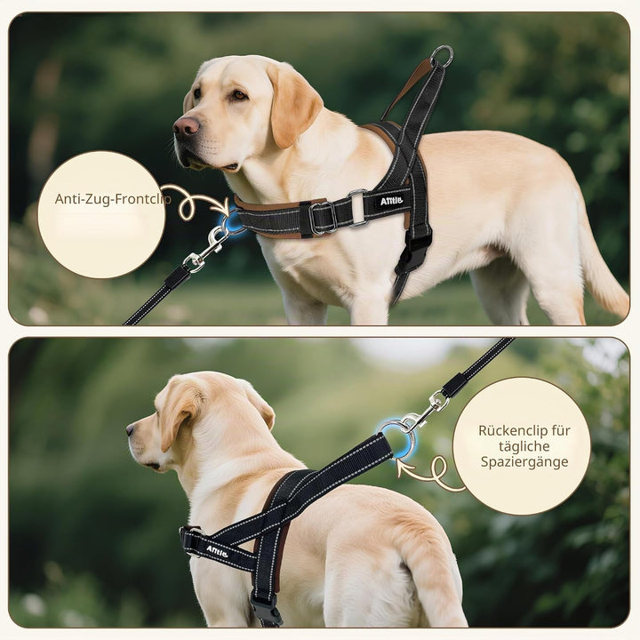 AIITLE Verbessertes Anti-Zug-Hundegeschirr mit weich gepolstertem Griff, Reflektorstreifen und Schne