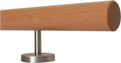 Buche Holz Treppe Handlauf Geländer Griff gerade Edelstahlhalter, Länge 30 - 500 cm aus einem Stück