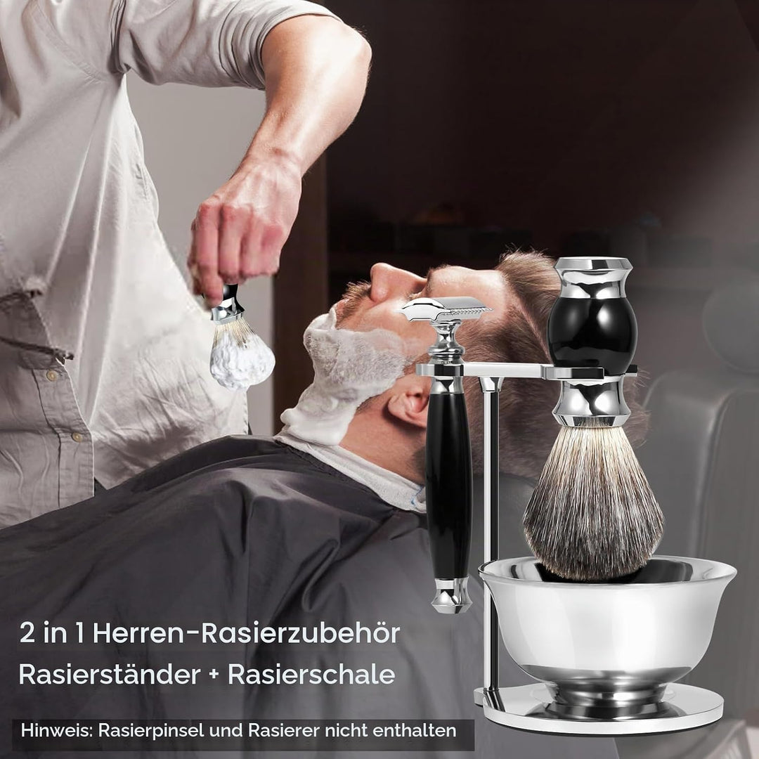 GRUTTI Rasierset, Deluxe Rasierständer aus Chrom und Geschenksets für Herren mit Seifenschale zum Ra