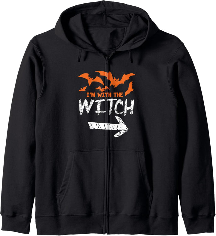 Ich bin mit der Hexe Batty Halloween Couple Design Kapuzenjacke