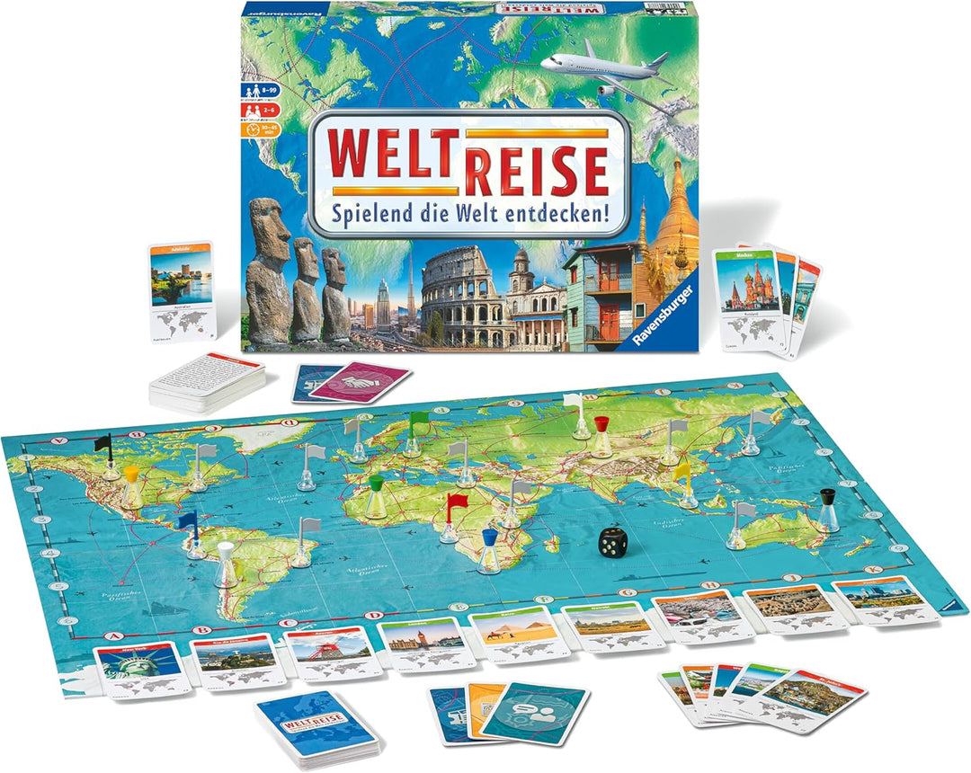 Ravensburger Familienspiel 26888 - Weltreise - Familienklassiker ab 8 Jahren - Gesellschaftsspiel, R