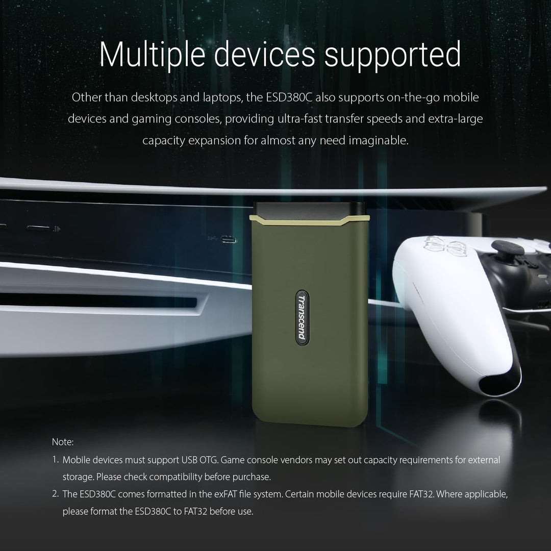 Transcend 2TB USB 3.2 Gen 2x2 USB Type-C ESD380C Portable SSD Solid State Drive TS2TESD380C