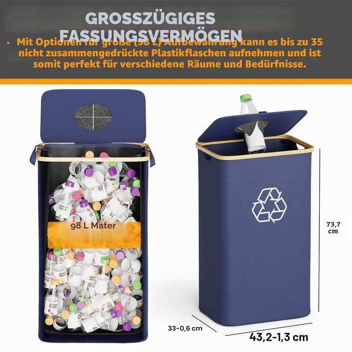 SpaceAid 100L Pfandflaschen Sammelbehälter, Pfandsammler Organizer mit Deckel und 2 wiederverwendbar