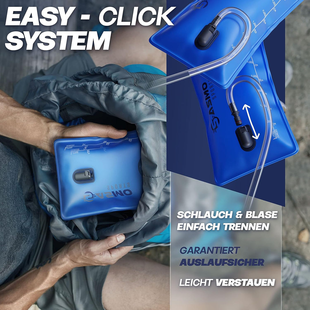 SASMO® Trinkblase 2l | mit isoliertem Trinkschlauch, Trinkblase 2L - isolierter Schlauch