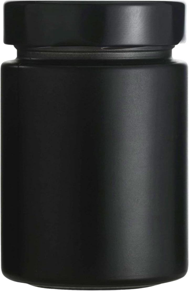 mikken 6 schwarze Gewürzgläser 190 ml, Einmachgläser mit Schraubdeckel inkl. einer Gewürzschaufel Sc