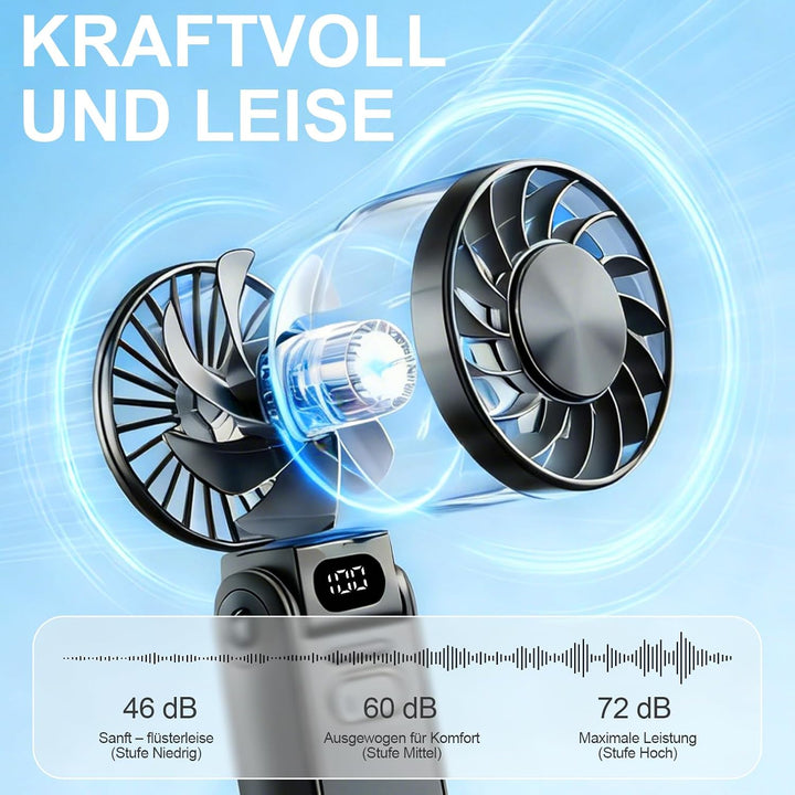 Handventilator, Tragbarer Mini Ventilator, 100 Stufen Starker Hand Klein Ventilator USB Wiederauflad