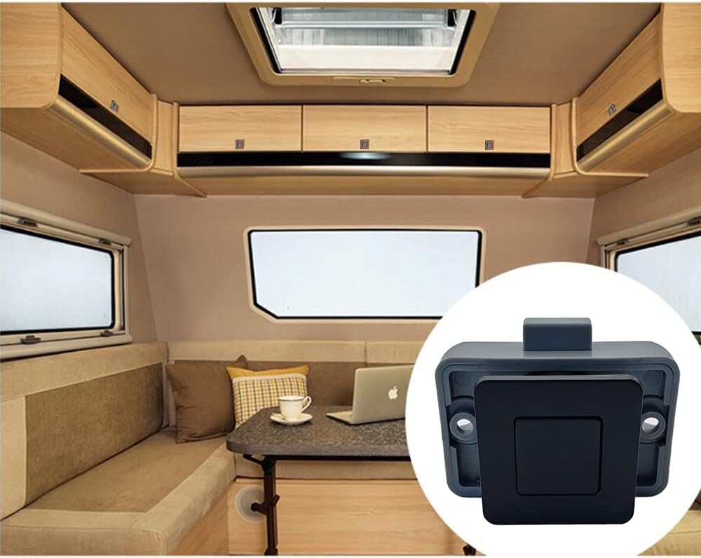 PUROCEAN Metall-Druckknopf-Verriegelung, quadratisch, für Wohnmobile, Schwarz, 6 Packungen, Schwarz