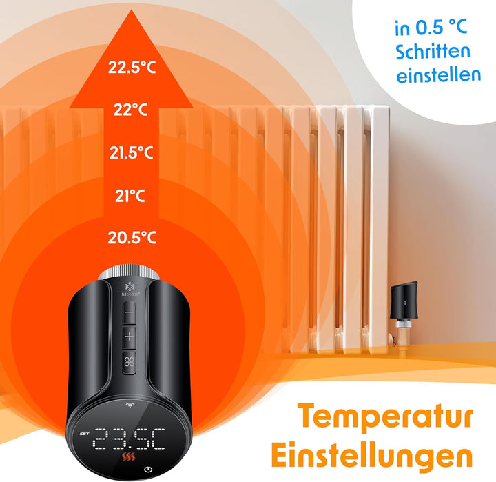 KESSER® Heizkörperthermostat 2er Set WiFi Heizungsregler | Heizungsthermostat WLAN mit Smart Home Ap