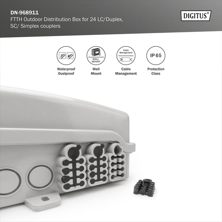 DIGITUS FTTH Distributionsbox für Aussen - 24 LC/Duplex oder 24 SC/Simplex Kupplungen