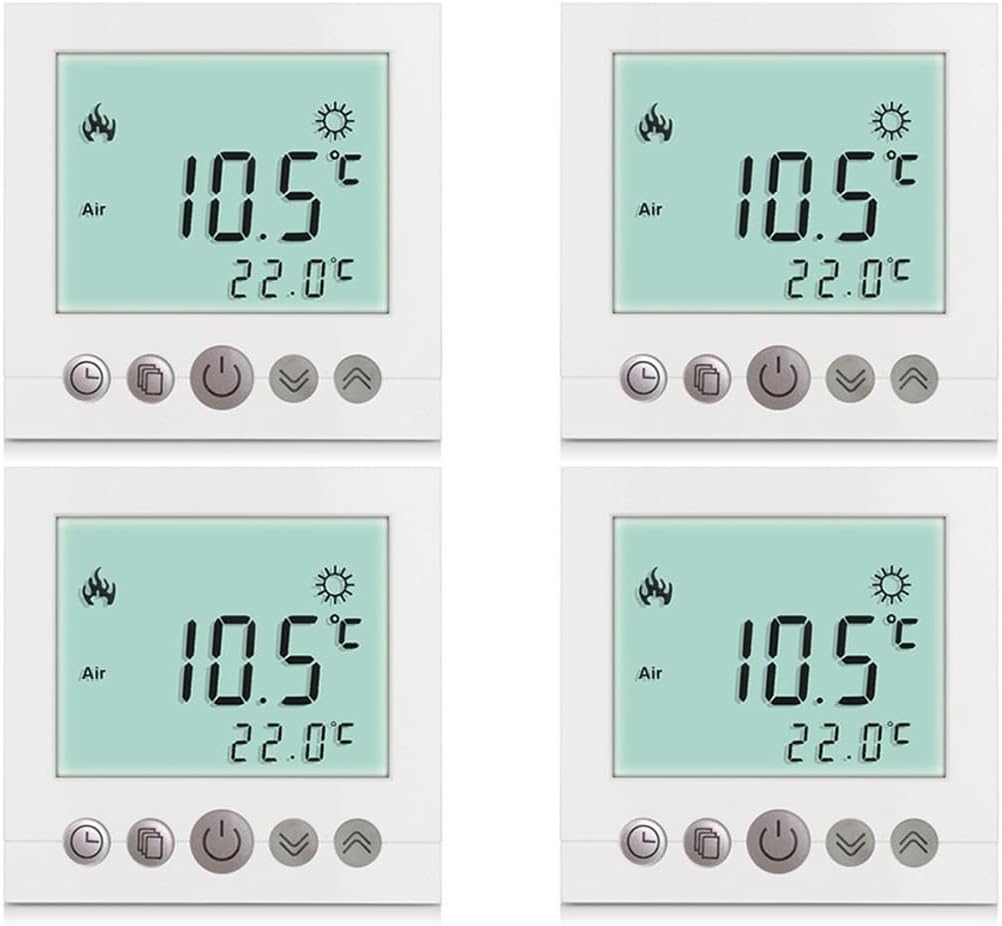 SM-PC®, 4x Set Digital Thermostat Raumthermostat Fussbodenheizung Wandheizung LED weiss #4x a31