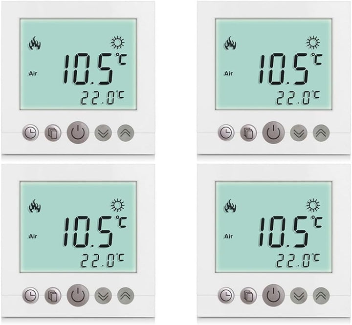 SM-PC®, 4x Set Digital Thermostat Raumthermostat Fussbodenheizung Wandheizung LED weiss #4x a31