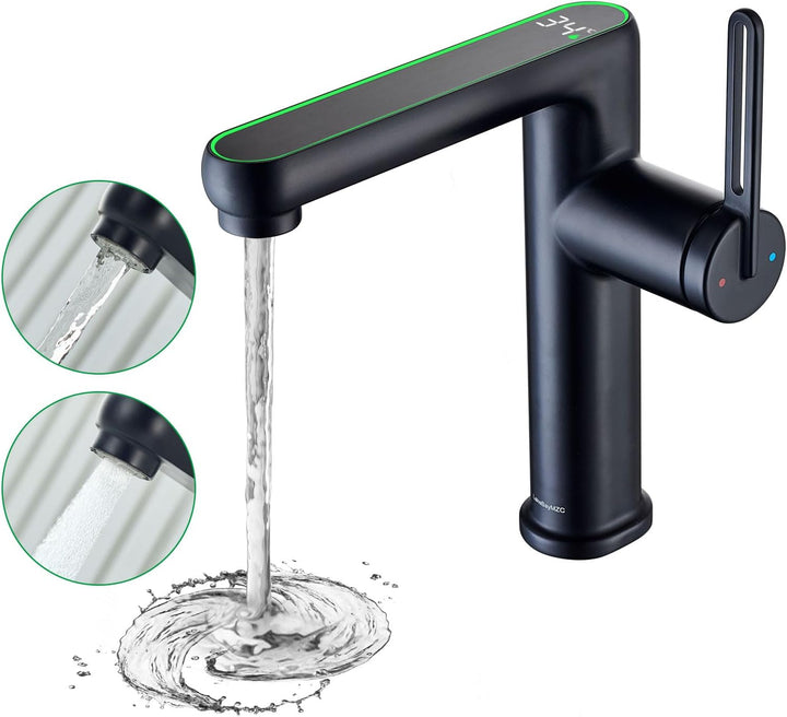 Wasserhahn Bad mit LED-Temperaturanzeige,Waschtischarmatur aus Einhebelmischer Badarmatur Waschbecke