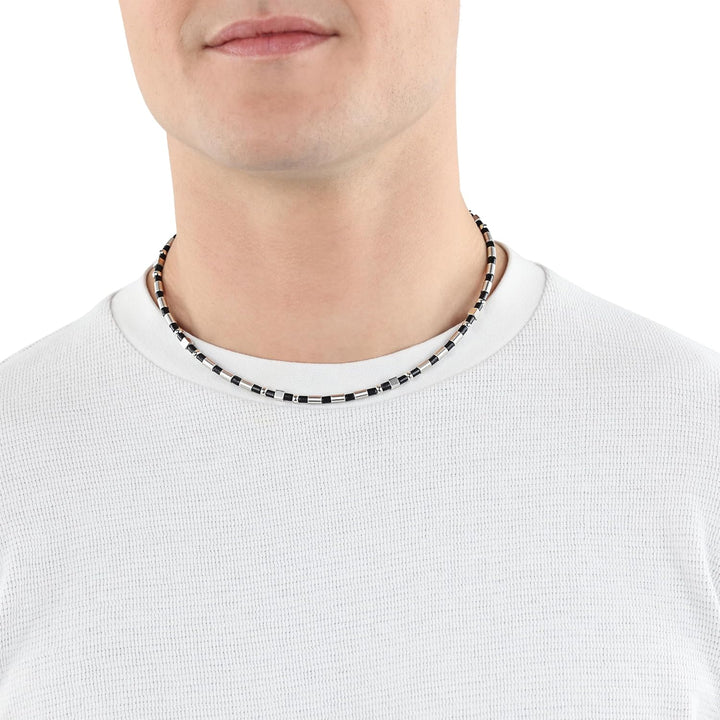 s.Oliver Halskette Edelstahl Herren Halsschmuck, Schwarz, Kommt in Schmuck Geschenk Box, BICOLOR