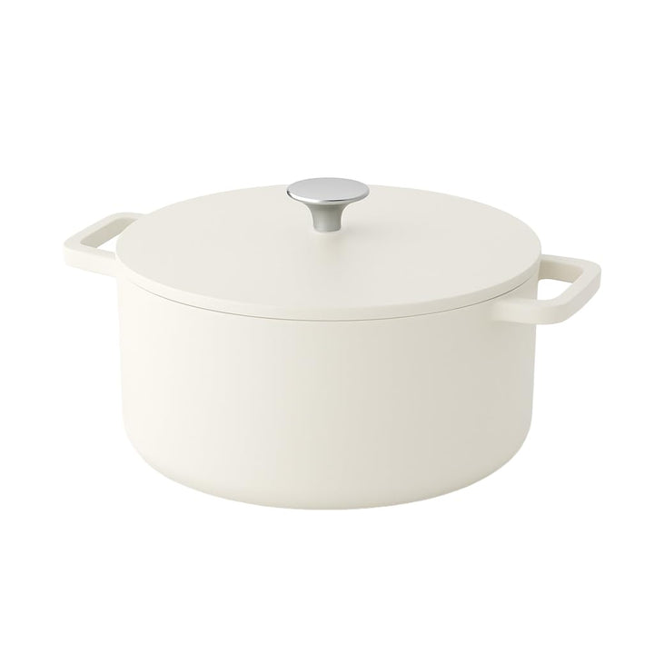Cook & Pan - Go Ivory Gusseiserner Bräter 28 cm - 6,5 Liter-Induktionsgeeignet-PFAS frei -Antihaft-