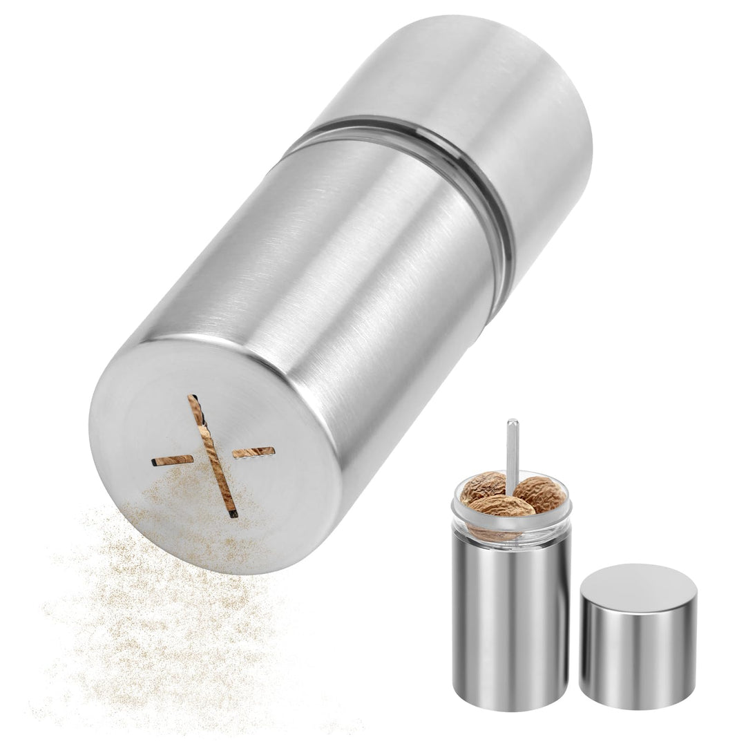 Muskatnuss Mühle,Edelstahl Gewürzmühle mit Vorratsbehälter, Muskatmühle für Myristica,Gewürze,Langpf