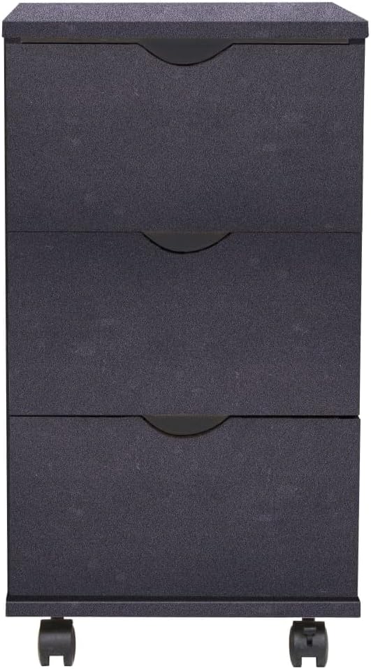 vidaXL Schubladenelement Rollen 33x45x60cm Schwarz Rollcontainer Büroschrank, Schwarz