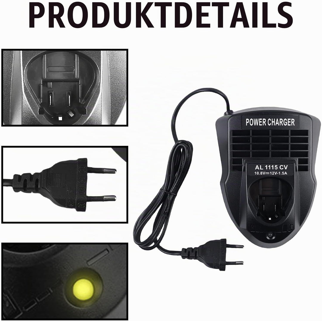 12V Akku Ladegerät für Bosch, Li-ion Ladegerät für Bosch Professional, AL1115CV Akkus Schnellladeger