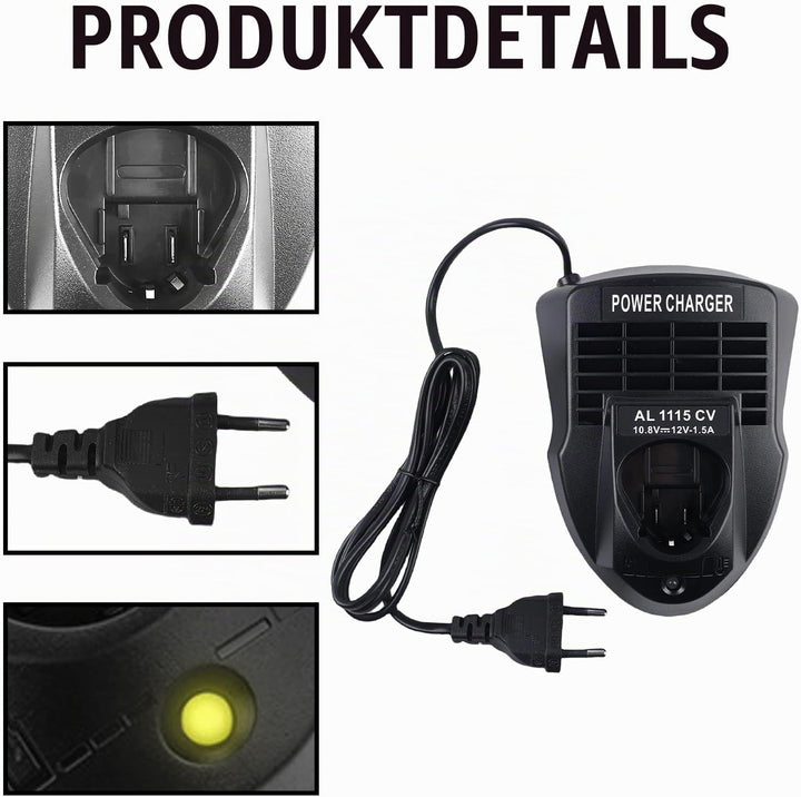 12V Akku Ladegerät für Bosch, Li-ion Ladegerät für Bosch Professional, AL1115CV Akkus Schnellladeger