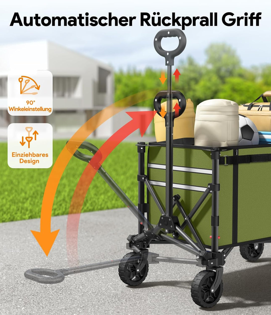 3 in 1 Bollerwagen Faltbar 120L, Klappbar Handwagen mit Rädern, 220lbs Transportwagen Faltbar, Umbau